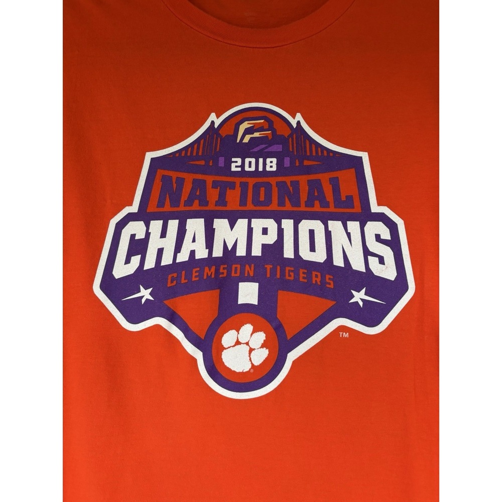 Mens (Large) Fanatics NCAA Clemson Tigers 2018 National Champions Tshirt Orange - Picture 2 of 4